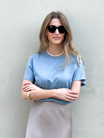Camiseta azul algodón
