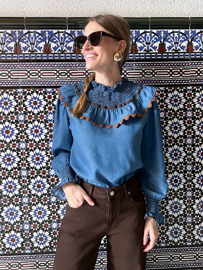 Camisa denim nido de abeja