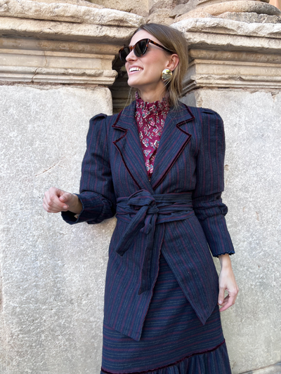 Blazer cruzada marino rayas