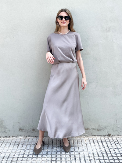 Falda midi satinada topo Marsella